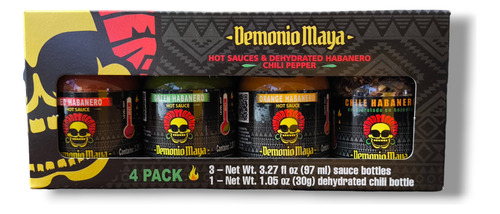 Salsa Demonio Maya Pack 3 Colores + Habanero Deshidratado