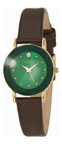 Armitron Reloj De Vestir (modelo: 75/2447gngpdb) Correa Negro Bisel Verde Oscuro Fondo Verde