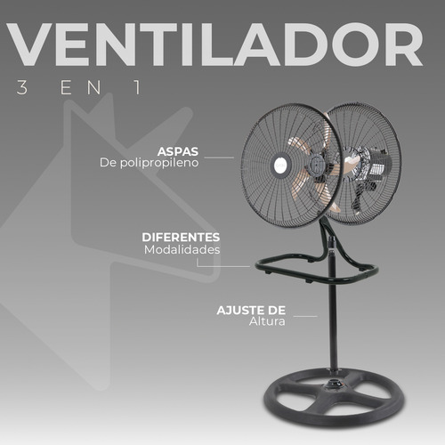 Ventilador 3 En 1 Pedestal Piso Y Pared Con 3 Velocidades De Potencia Y 5 Aspas De Polipropileno Ventilador Oscilatorio Silencioso De Altura Ajustable 18 Pulgadas 50w - Set 2 Piezas