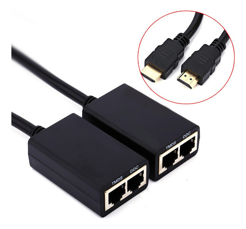 30 M Hdmi Sobre Rj45 Cat5e Cat6 Lan Ethernet Balun Extensor