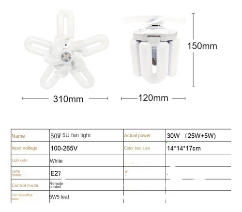 Ventilador De Techo Con Tornillo E27 Led Con Mando A Distanc