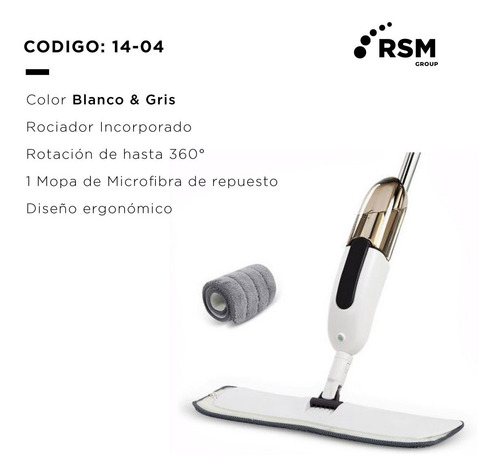 Mopa Spray Trapeador Microfibra Pisos 360° C/roceador