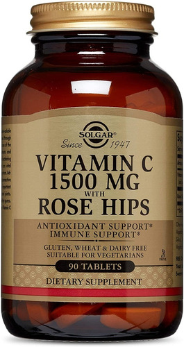 Vitamina C 1500 Mg Con Rose Hips Solgar 90 Tabletas