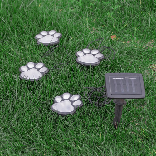 Set Inalámbrico De 4 Luces Solares Con Estampado De Perro Pa