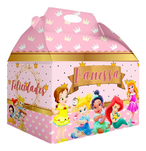 50 Caja Dulcera Bolo Aguinaldo Box Lunch Princesas Bebes