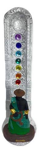 Incensario 7 Chakras Branco Vertical Oxossi Verde 22 Cm Em