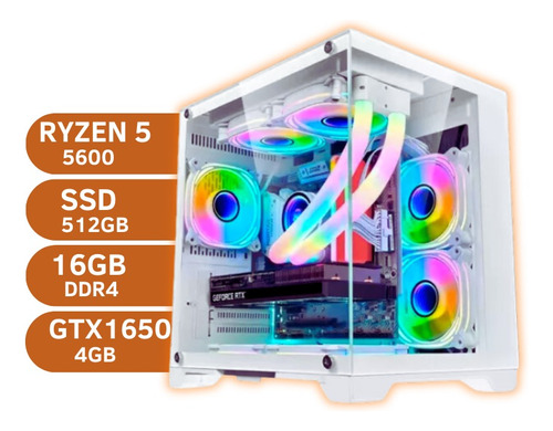 Pc Gamer Aquario Branco Ryzen 5 5600 Gtx1650 Ssd 512gb 16gb