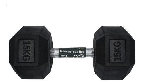 Mancuerna Pesa Hexagonal 15 Kg Likefit Entrenamiento Gym Color Negro