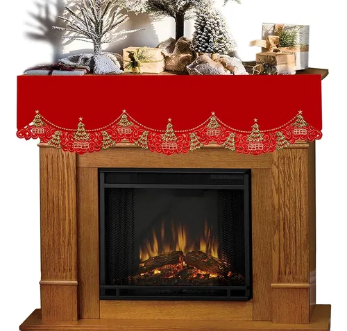 Grelucgo Bordado Navidad Holly Tree Repisa Bufanda De Vacaci