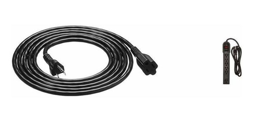 Basics Cable Extension 10 Pie Negro 6 Protector Regleta