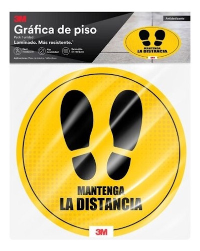 Señaletica Autoadhesiva Pisos Mantenga Distancia 3m