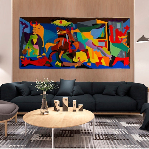 Imagen 1 de 8 de Cuadro- Guernica Pablo Picasso-color 3 130x60 Cm.