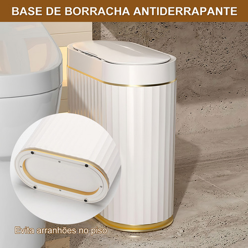 Lixeiras De 10 Litros Automática Com Sensor Borda Branco