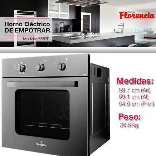 Horno empotrable eléctrico Florencia 7857F 63L negro 220V-240V