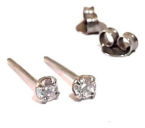 Par De Brinco Em Aço Cirúrgico Pedra 2mm De Strass