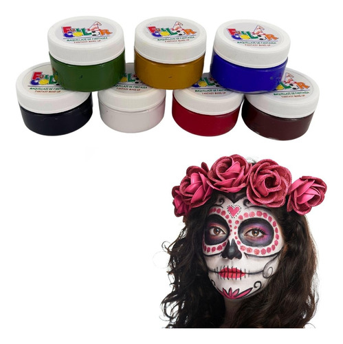 Imagen 1 de 7 de Pack 7 Pinturas De Cuerpo Y Cara Full Color Para Fiestas