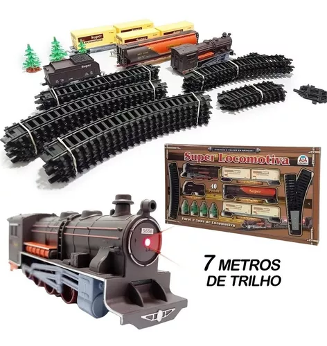 FERRORAMA TREM ELETRICO MAQUINA LOCOMOTIVA COM TRILHOS E VAGOES GRANDE  12,5X17,5CM 20PÇS CLASSIC TRAIN : : Brinquedos e Jogos