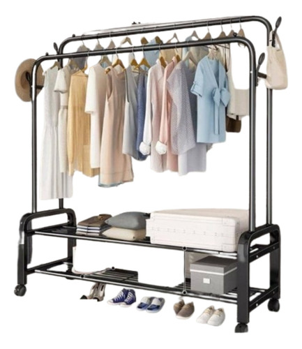 Colgadores De Ropa Perchero Doble Con Ruedas 110x150