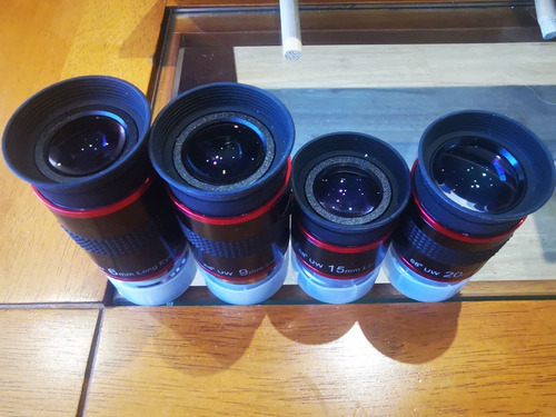 Set: X4 Ocular 68 Fov Plossl Uwa 6/9/15/20mm 1.25 Telescopio