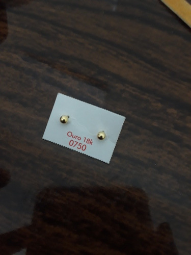 Par De Brincos Infantil De Bola 3mm Ou 2° Furo Ouro 18k-750