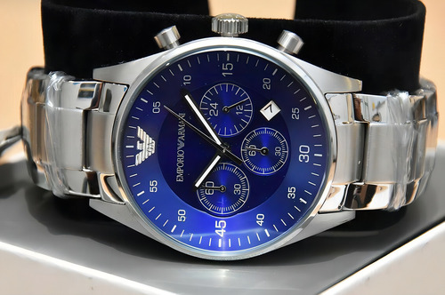 Relógio Empório Armani AR-5860 Original Prata e Azul