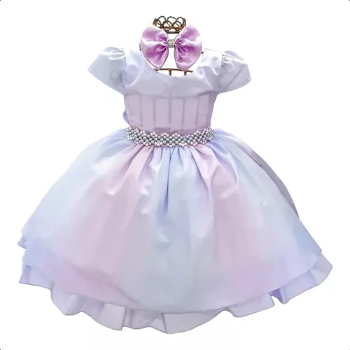 Vestido Princesa Sofia Infantil Luxo Estilo Boneca 1-6 anos