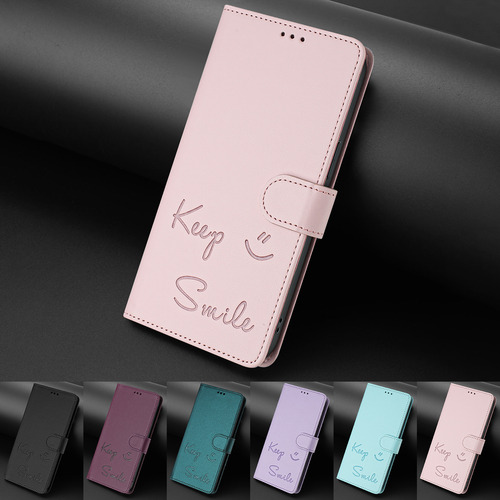 Funda De Piel Con Forma De Cara Sonriente Para Cubot Note 40/p50/a10/a20/a30/max 5, Cierre Magnético, Ranuras Para Tarjetas, Cartera