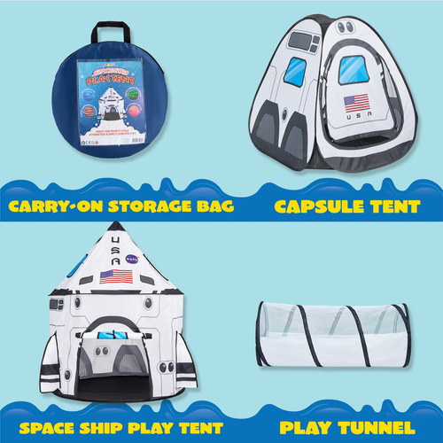Carpa De Juego Joyin White Rocket Ship Con Túnel Y Casa De J