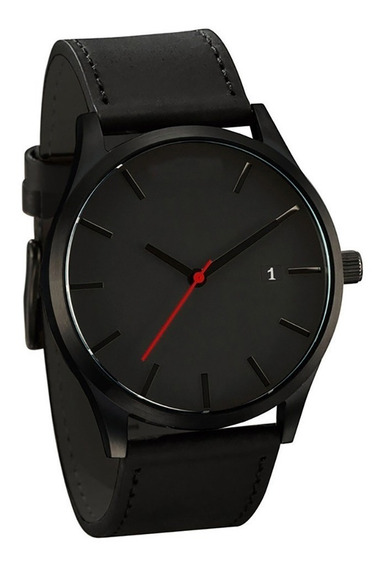 Reloj pulsera AxiDun ML5-023 de cuerpo color negro, analógico, para hombre, fondo negro, con correa de silicona color negro, negro y rojo, dial negro, bisel negro | Meses