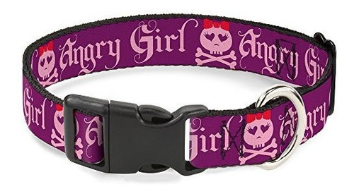 Buckle-down Dog Collar Plastic Clip Angry Girl Purple Pink A