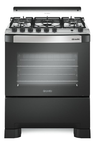 Fogão Mueller 5 Bocas Decorato Gourmet Preto Fosco - Bivolt 127V/220V