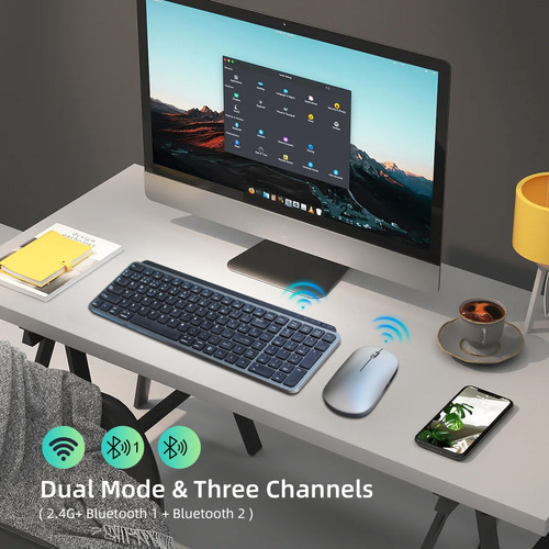 Teclado Y Mouse Recargable Bluetooth Y Inalámbrico Usb Con Ñ