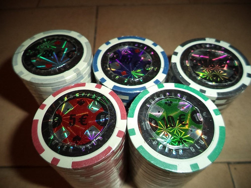 Imagen 3 de 4 de Fichas Poker Profesional 100pz De 11.5gr Holograma Europeo