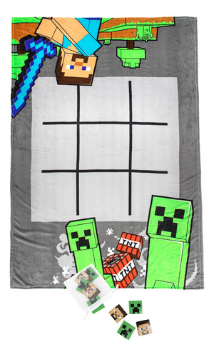 Manta De Juego Minecraft Tic Tac Toe: El Conjunto De 3 Pieza