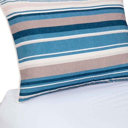 Plumon Reversible Sherpa 2 Plazas Lineas Azul
