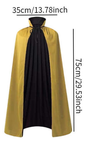 Capa De Halloween Soft Cosplay Vampire Preto Amarelo 75cm