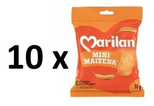 Biscoito mini maizena Marilan caixa 10 unidades 30g	