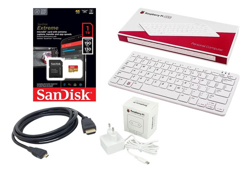 Kit Raspberry Pi400 Pi 400 C/ Fonte, Sd 1tb Sandisk Extreme