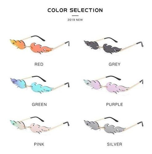 2 Unids/set Fuego Llama Gafas De Sol Mujeres Gafas De Sol Si