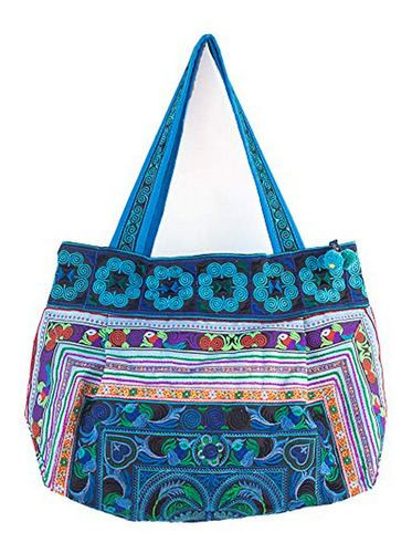 Hill Tribe Bolsa Blue Bird Hmong Bordado Plana Correas