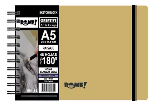 Block Boceto A5 Rome Eco White 48 Hjs Lisas 180 Gr Variantes