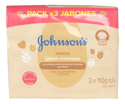 Jabón Bebé Johnson's Avena tripack 3x110 gr