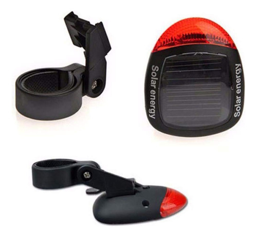 Luces Traseras Led Recargables Bicicleta Energía Solar Negro