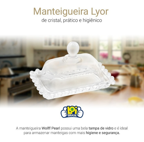 Imagem 4 de 7 de Manteigueira De Cristal Chumbo Pearl Resistente 11x7x7cm Loi