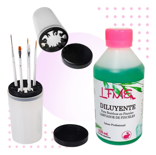 Set De Limpieza De Pinceles X 250ml Uñas Esculpidas Lefemme