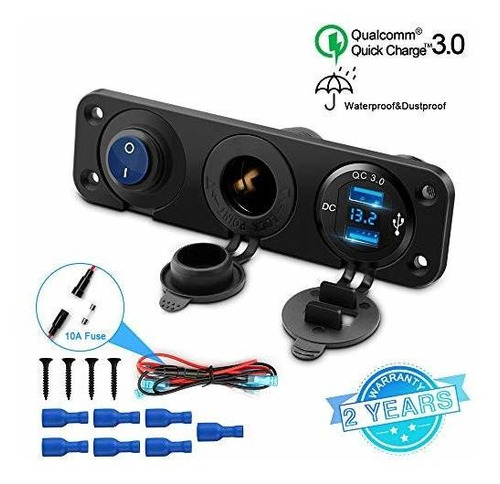 Dual Qc3.0 Cigarette Lighter Socket Splitter, Impermeab...