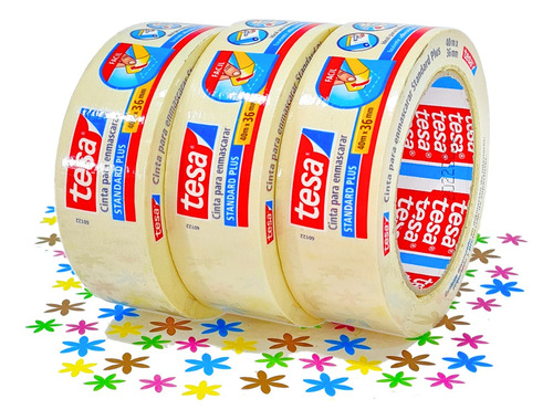 Pack Triple 3 Cinta Masking De Enmascarar Tape 40m*36mm Tesa