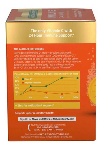 Nature's Bounty Immune 24 Horas Vitamina C 14 Sobres Sabor Naranja