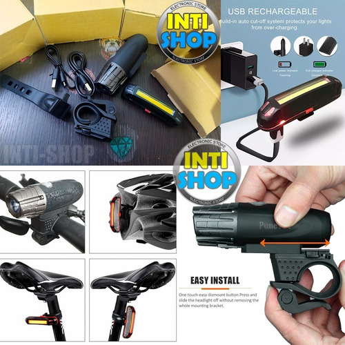 Imagen 3 de 6 de Luces Led Recargables Para Bicicleta Frontal Y Trasera