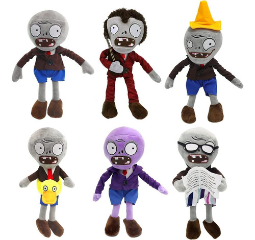 6 Piezas De Felpa De Zombies De Pvz, Zombies Marrones